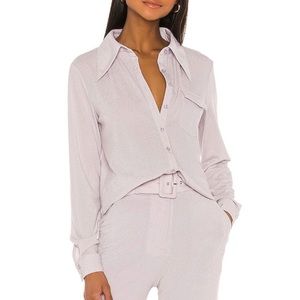 SONG OF STYLE Metallic Button Down Long Sleeve Top